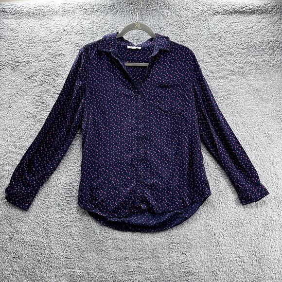 beachlunchlounge Tops - BeachLunchLounge Women's Medium Button Up Blouse Valentin's Day Hearts Flowy